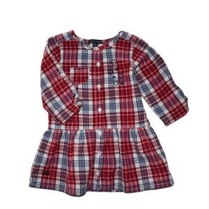 Souris Mini Plaid Button-Front Heart Shirt Dress 12 Months (74 cm)